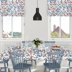 Fabric By The Metre|Oilcloths^Arvidssons Textil Leksand oilcloth, Blue-orange Multi