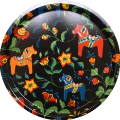 Decorative Trays^Arvidssons Textil Leksand round tray Ø31 cm, black Multi