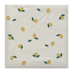 Paper Napkins^Broste Copenhagen Lemon napkin 33x33 cm 20-pack, Off-white yellow WhiteYellow
