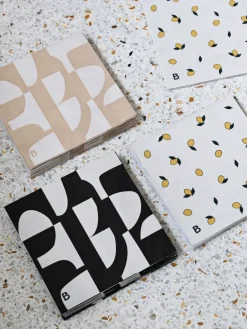 Paper Napkins^Broste Copenhagen Lemon napkin 33x33 cm 20-pack, Off-white yellow WhiteYellow