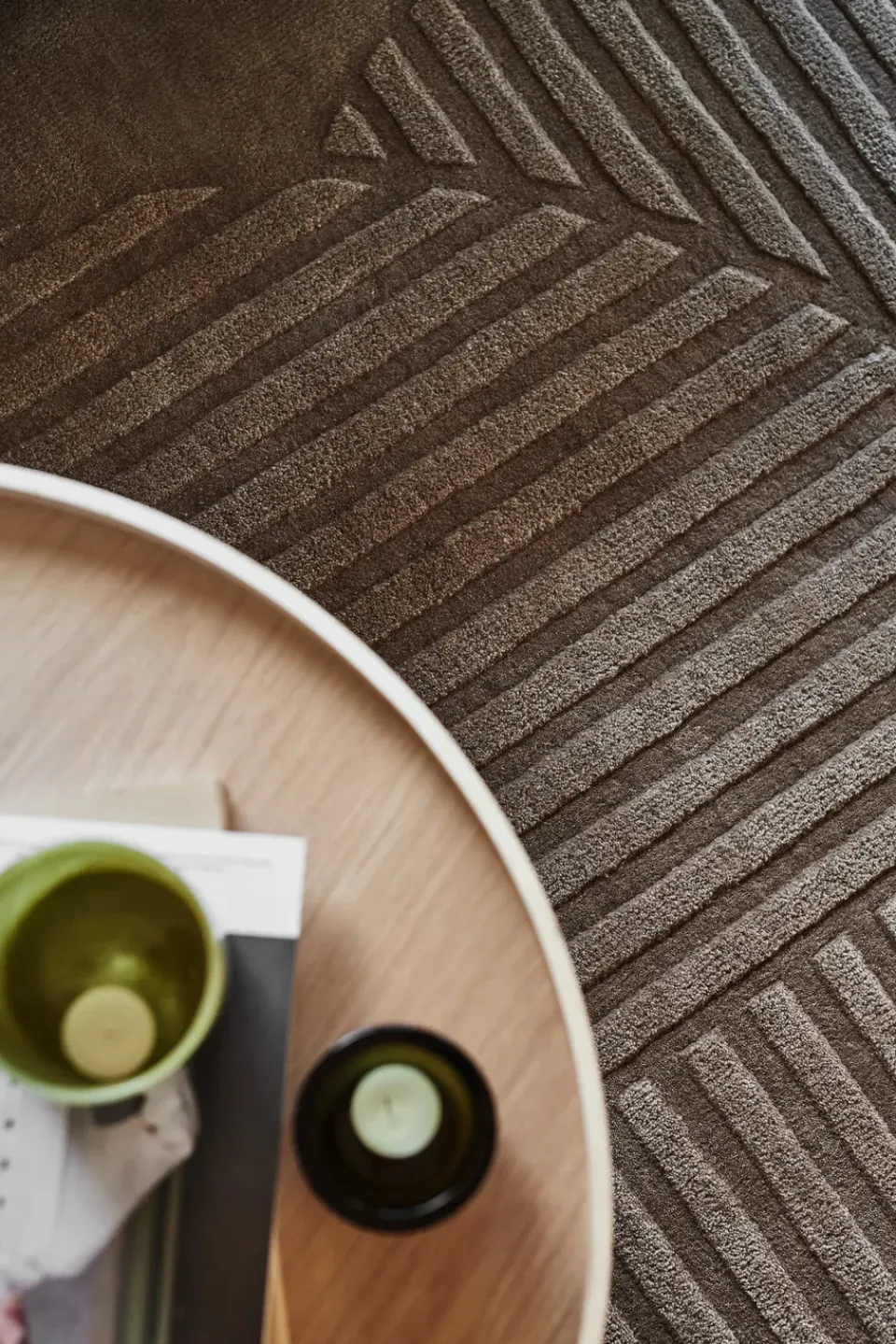 Wool Rugs^NJRD Levels wool rug circles mole, 200x300 cm Brown