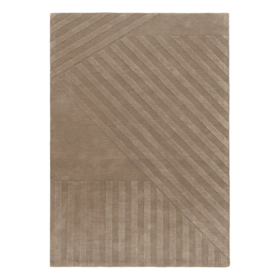 Wool Rugs^NJRD Levels wool rug stripes mole, 170x240 cm Brown