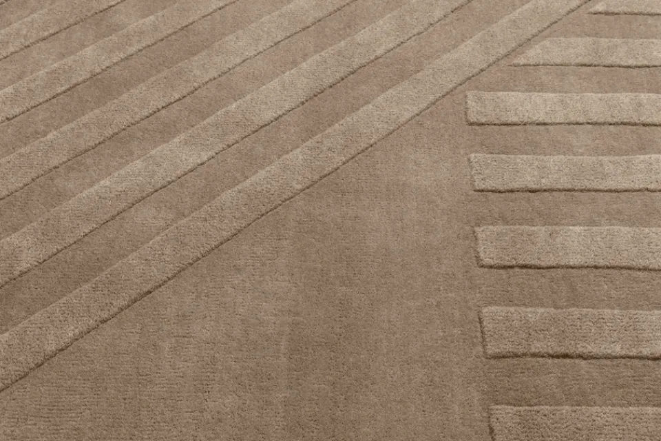 Wool Rugs^NJRD Levels wool rug stripes mole, 170x240 cm Brown