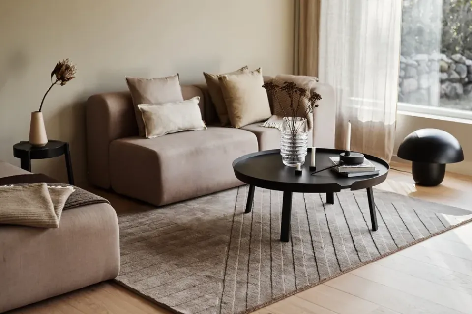 Wool Rugs^NJRD Levels wool rug stripes mole, 170x240 cm Brown