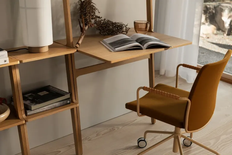 Hot Swedese Libri writing table, Oak laquered Beige