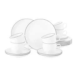 New Seltmann Weiden Lido black line coffee service 18 pieces, with black edge White