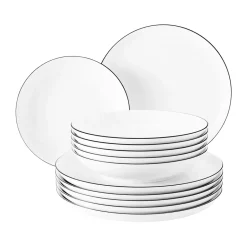 Table Settings & Starter Sets^Seltmann Weiden Lido black line service set 12 pieces, with black edge White