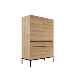 Best Ethnicraft Ligna cabinet, Oiled oak-Black steel Beige