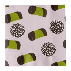 Paper Napkins^Pluto Design Like a Swede napkin, Pink-green-brown-white PinkGreenBrownWhite