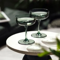 Champagne Glasses^Villeroy & Boch Like champagne glass coupe 10 cl 2-pack, Sage Green