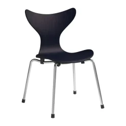 Children's Chairs|Children's Chairs^Fritz Hansen Liljan children's chair, Midnight blue painted ash-chrome BlueSilver-coloured