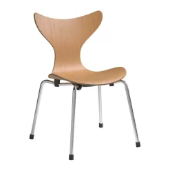 Children's Chairs|Children's Chairs^Fritz Hansen Liljan children's chair, Oregon pine-chrome BrownSilver-coloured