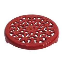 Best STAUB Lilly cast iron coaster Ø23 cm, Cherry Red