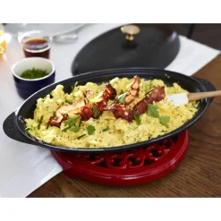 Best STAUB Lilly cast iron coaster Ø23 cm, Cherry Red