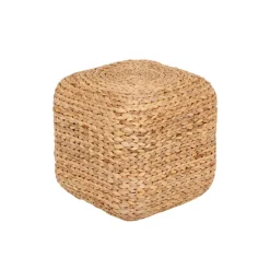 Sitting Poufs^Dixie Lily pouf, Natural, water hyacinth, square Beige