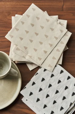 Paper Napkins^Scandi Essentials Linen trees serviette 33x33 cm 20-pack, black- White