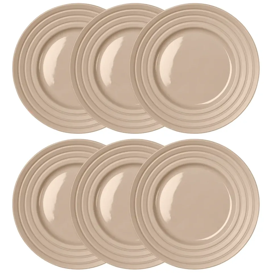 Outlet NJRD Lines plate Ø27 cm 6-pack, Beige