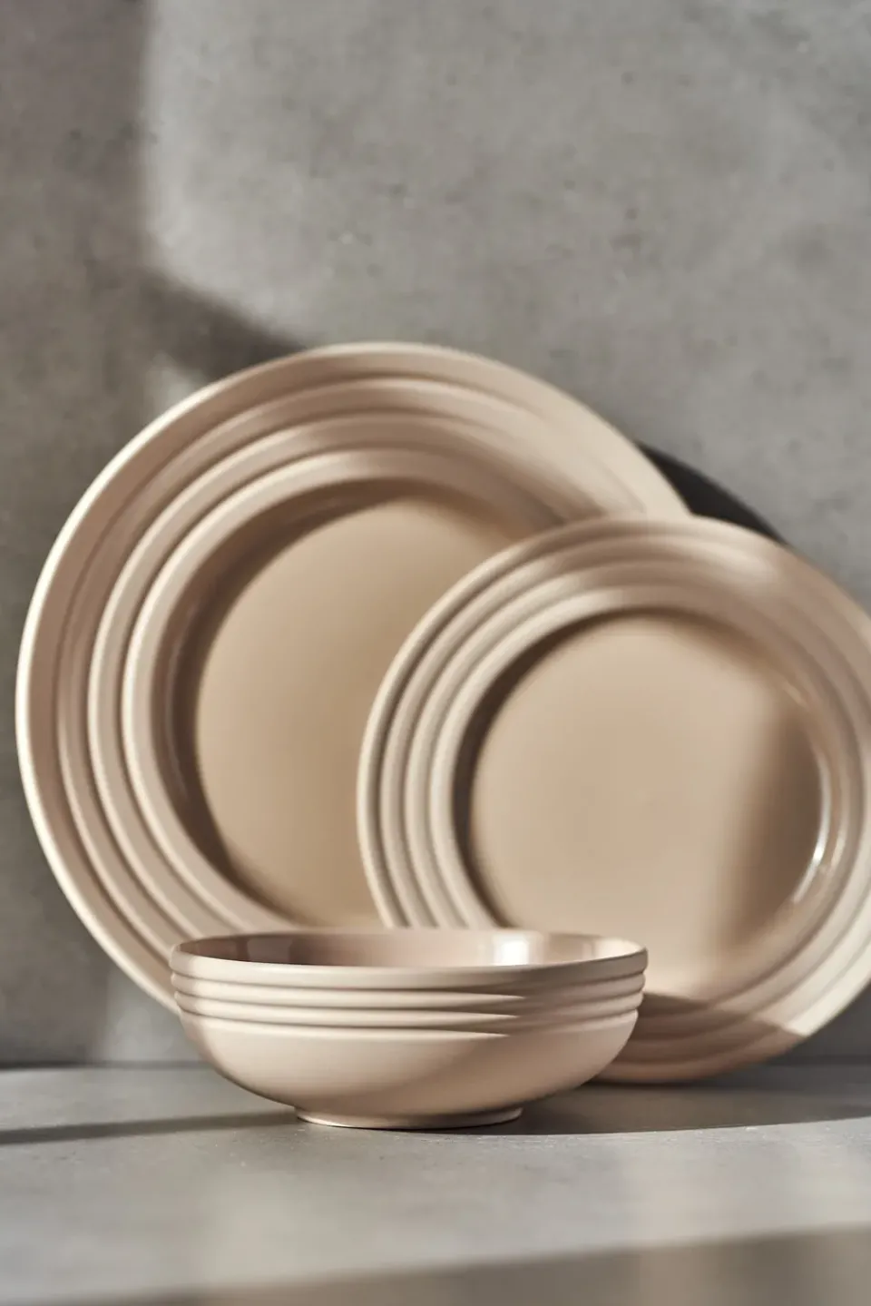 Outlet NJRD Lines plate Ø27 cm 6-pack, Beige