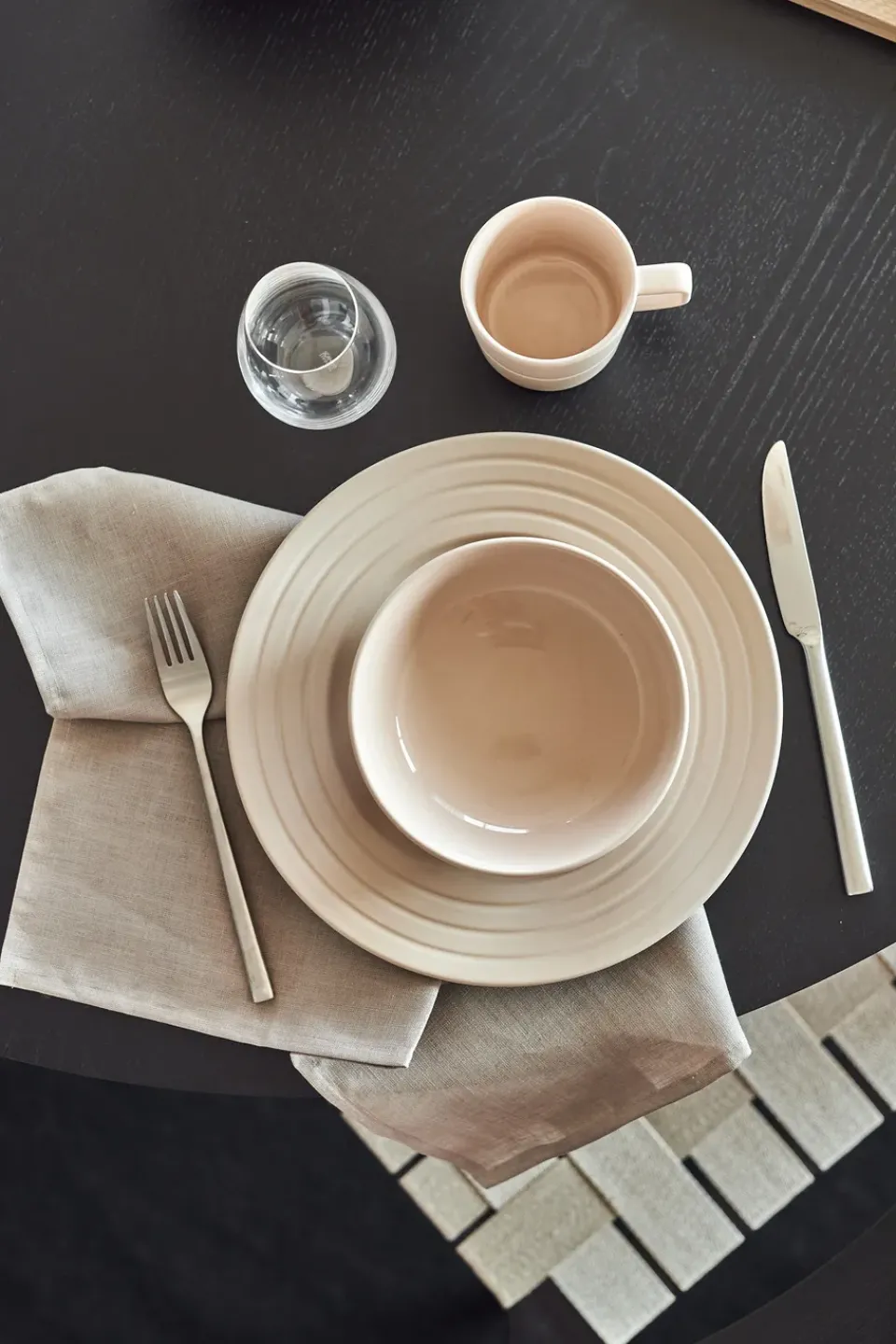 Outlet NJRD Lines plate Ø27 cm 6-pack, Beige