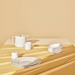 Dinner Plates^NJRD Lines plate Ø27 cm 6-pack, White