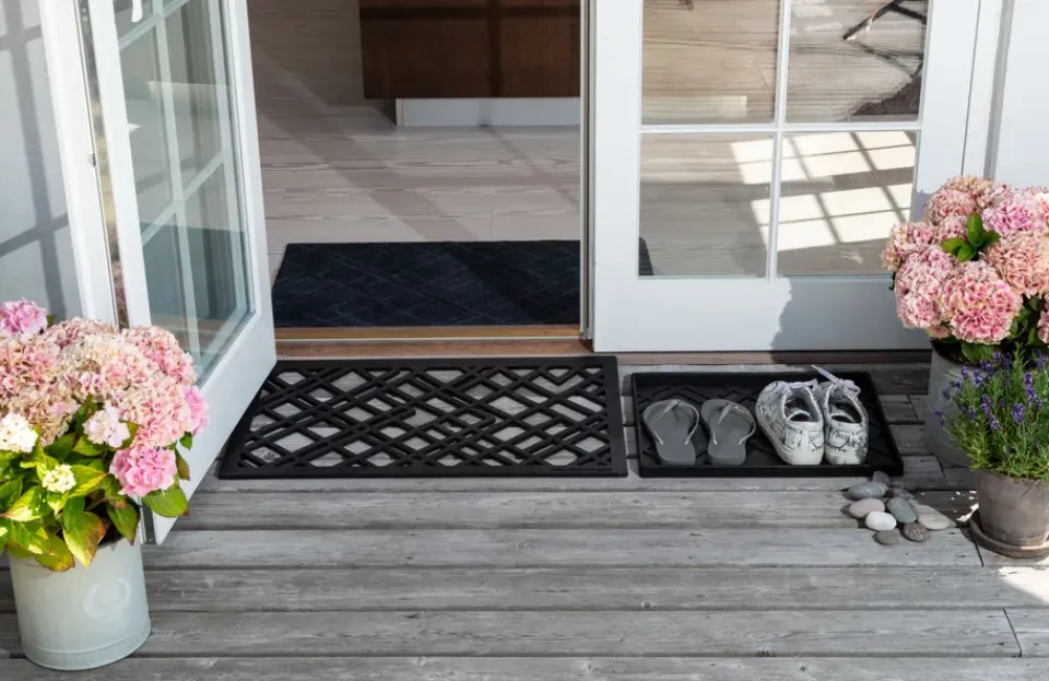 Rugs For Outdoors|Door Mats^Tica copenhagen Lines rubber doormat, 45x75 cm Black