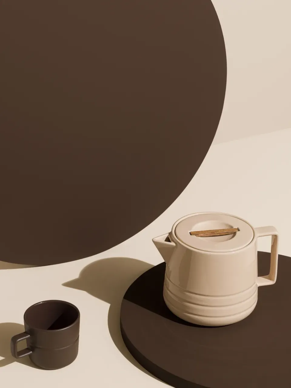 Outlet NJRD Lines teapot 1.5 liter, Beige