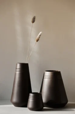Discount NJRD Lines vase 8 cm, Brown