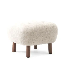 Armchairs & Footstools^&Tradition Little Petra ATD1 footstool, Sheepskin moonlight-oiled walnut legs White