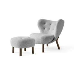 Discount &Tradition Little Petra VB1 armchair incl. pouffe ATD1, Oiled walnut-Hallingdal Grey