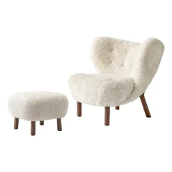 Armchairs & Footstools^&Tradition Little Petra VB1 armchair incl. pouffe ATD1, Oiled walnut-Moonlight Beige