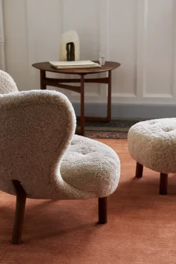 Armchairs & Footstools^&Tradition Little Petra VB1 armchair incl. pouffe ATD1, Oiled walnut-Moonlight Beige