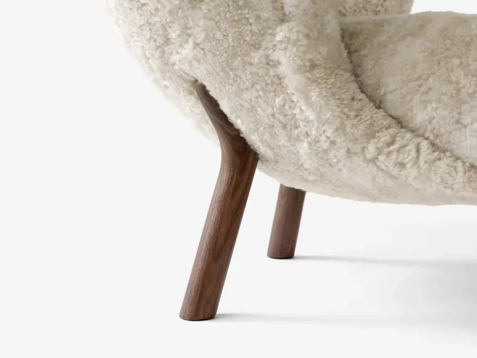 Armchairs & Footstools^&Tradition Little Petra VB1 armchair incl. pouffe ATD1, Oiled walnut-Moonlight Beige