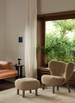 Armchairs & Footstools^&Tradition Little Petra VB1 armchair incl. pouffe ATD1, Oiled walnut-Moonlight Beige