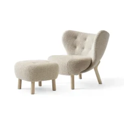 Armchairs & Footstools^&Tradition Little Petra VB1 armchair incl. pouffe ATD1, White oiled oak-Karakorum Beige