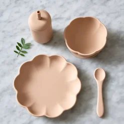 Table Settings & Starter Sets^Jack o Juno Little Poppy children's dinner set 4 pieces, Oatmeal White