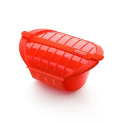 Hot Lékué deep steamer microwave 3-4 servings., Red