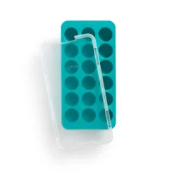 Best Lékué round ice cube mold silicone with lid, Turquoise Blue