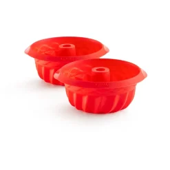 Cookie/Biscuit Cutters & Cake Tins^Lékué silicone molds mini savarin 2-pack, Red