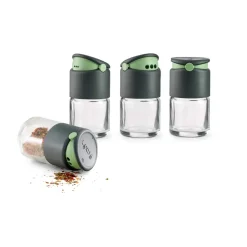 Salt & Pepper Shakers^Lékué spice container with dosing lid 4-pack, Grey