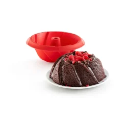 Discount Lékué spiral-shaped savarin mold silicone, Red