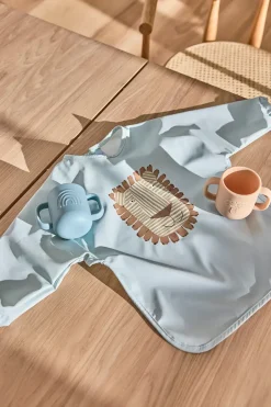 Bibs^OYOY Lobo Lion bib with sleeves, Ice Blue