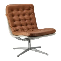 Armchairs & Footstools^1898 Loholm armchair with swivel function, Cognac leather-Bern 0341 Beige