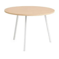 Online HAY Loop Stand dining table Ø105 cm, White-clear lacq. oak WhiteBrown