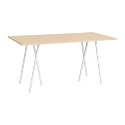 Bar Tables^HAY Loop Stand incl. support bar table 92,5x200 cm, White-clear lacq. oak WhiteBrown