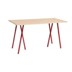 Bar Tables^HAY Loop Stand incl. support bar table 87,5x180 cm, Maroon red-clear lacq. oak RedBrown