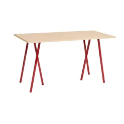 Discount HAY Loop Stand incl. support dining table 87,5x180 cm, Maroon red-clear lacq. oak RedBrown