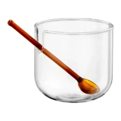 Online Muurla Loop sugar bowl incl spoon Ø14 cm, Clear-pink-amber Transparent