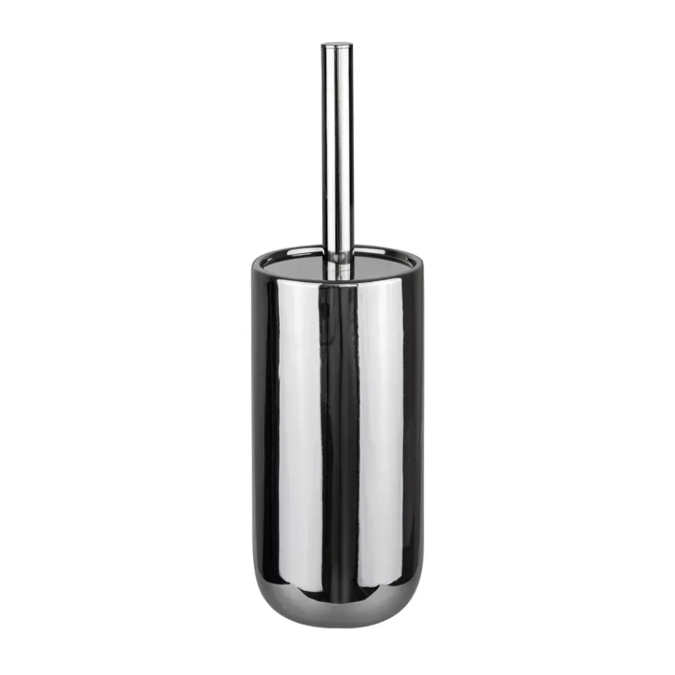Sale Mette Ditmer Lotus ceramic toilet brush, Chrome Silver-coloured