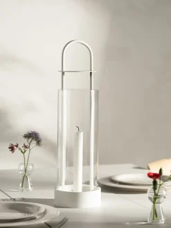Tea Light Holders, Lanterns & Candle Dishes^Design House Stockholm Lotus hurricane lantern, white Transparent