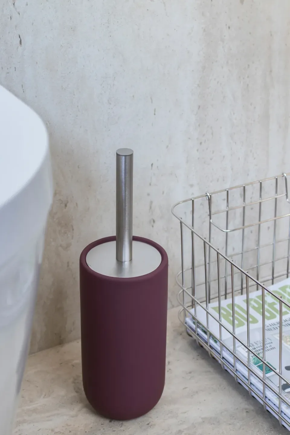 Best Mette Ditmer Lotus play toilet brush, incl. 2 toilet brush heads, Wine Red